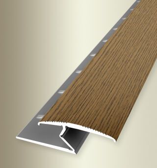 Einfassprofil 2700 mm SBS Typ 382 T Alu Holzdekor Eiche dunkel 3 - 8,5 mm mit Teppichkrallen, umschlagbar