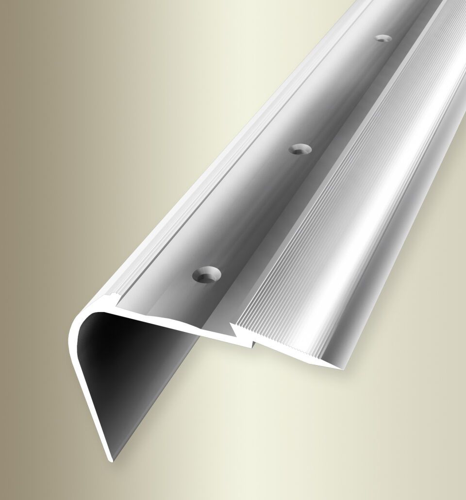 Treppenkantenpr. 2500 mm SBS Typ 707 A Aluminium poliert 0 - 43 mm versenkt gebohrt für PVC-Einlagen