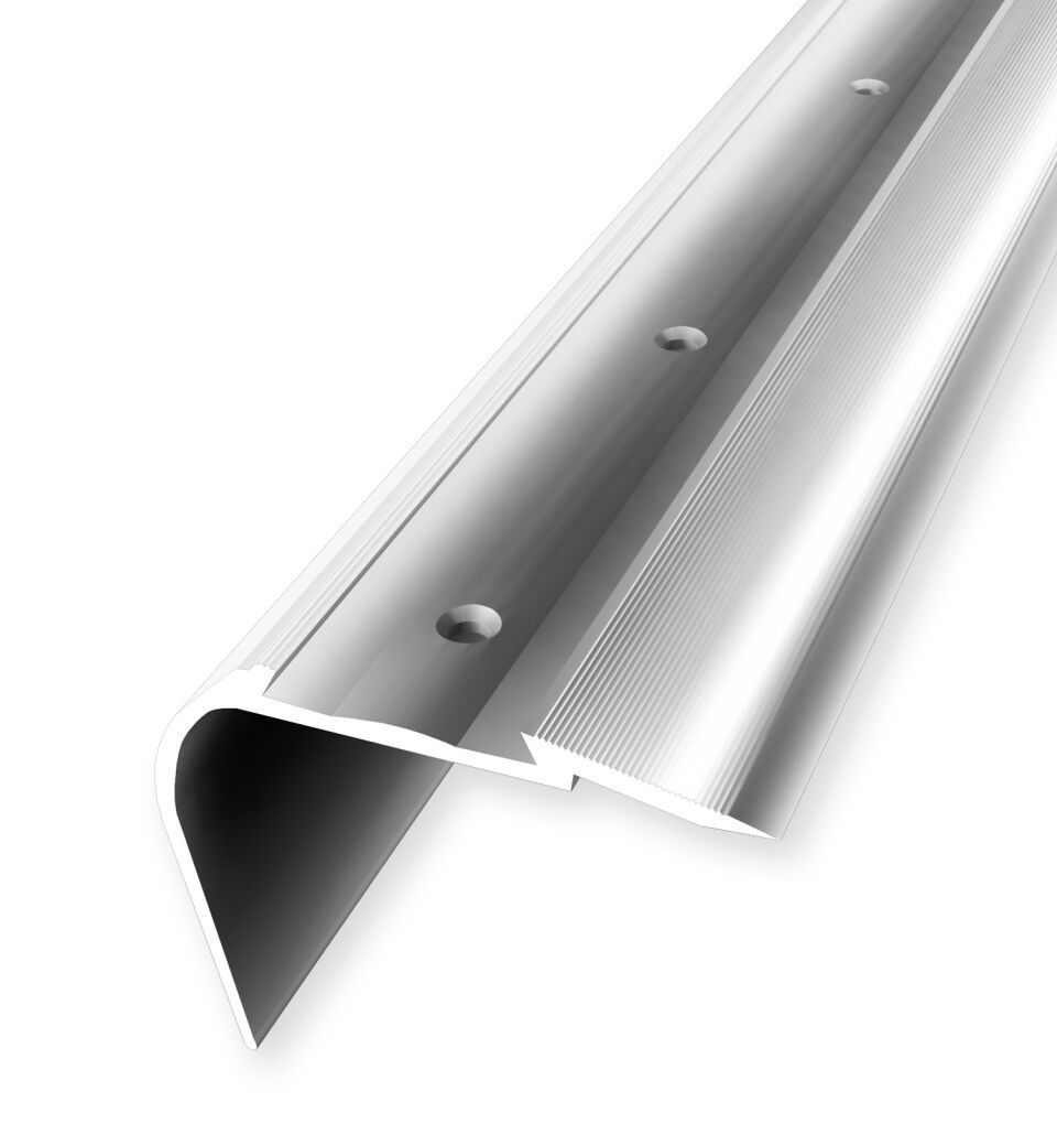 Treppenkantenpr. 2500 mm SBS Typ 707 A Aluminium poliert 0 - 43 mm versenkt gebohrt für PVC-Einlagen