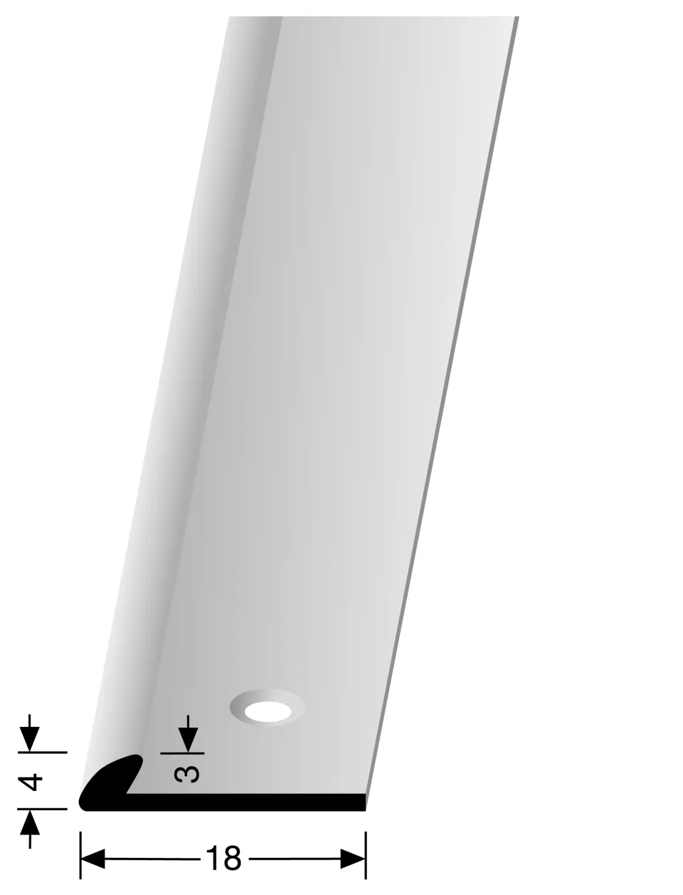 Abschlussprofil 1000 mm SBS Typ 357 Messing poliert 3 mm versenkt gebohrt