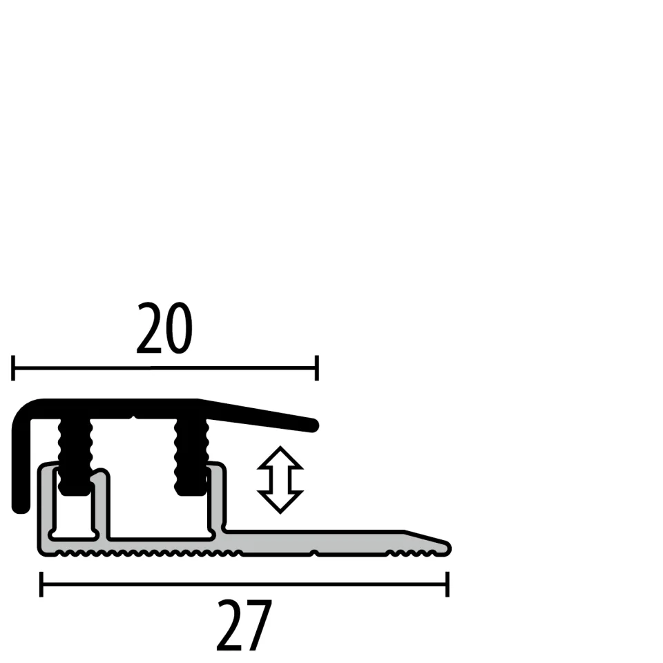Absch.-Pr. 2700 mm SB Typ 577 D-Clip® Alu elox. edelstahloptik f.g. 4 - 7,5 mm zweiteilig