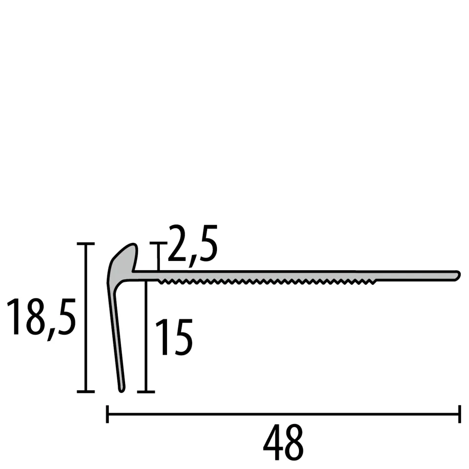 TK-Profil Fertigwinkel 300 mm 859 EC Aluminium eloxiert silber 2,5 mm runde Ecken 90°