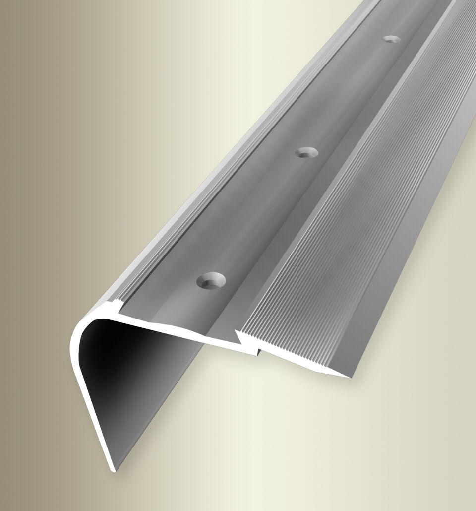 Treppenkantenpr. 2500 mm SBS Typ 707 A Aluminium eloxiert silber 0 - 43 mm versenkt gebohrt für PVC-Einlagen