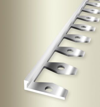 Abschlussprofil 2500 mm SBS Typ 299 Aluminium poliert 2 mm offen gestanzt, einfach biegbar