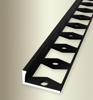 Abschlussprofil 2500 mm SBS Typ 308 G Alu pulv. schwarz matt (RAL9005) 11 mm geschlossen gestanzt