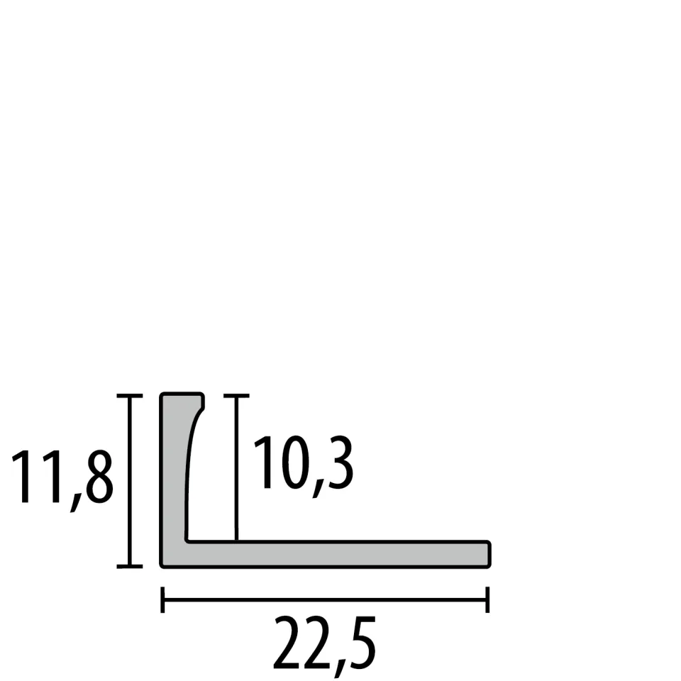 Abschlussprofil 2500 mm SBS Typ 304 G Alu eloxiert edelstahloptik 10,3 mm geschlossen gestanzt