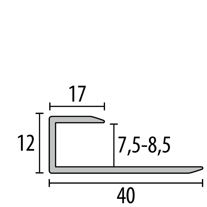Einfassprofil 900 mm SBS Typ 200 U Aluminium eloxiert bronze 7,5 - 8,5 mm ungebohrt, drehbar