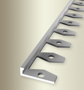 Abschlussprofil 2500 mm SBS Typ 299 Aluminium eloxiert silber 2 mm offen gestanzt, einfach biegbar