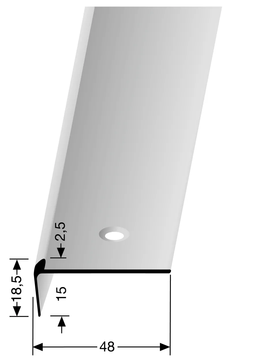 TK-Profil Fertigwinkel 300 mm 859 EC Aluminium eloxiert silber 2,5 mm runde Ecken 90°