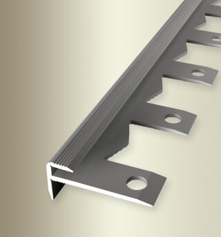 Treppenkantenpr. 2500 mm SBS Typ 809 EB Aluminium eloxiert edelstahloptik 3 mm offen gestanzt, einfach biegbar