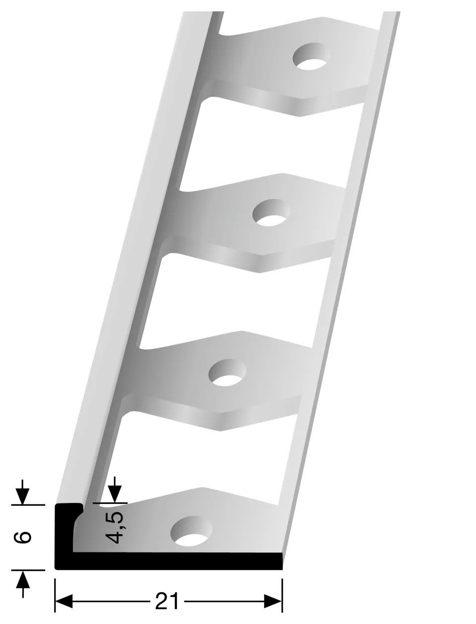 Abschlussprofil 2500 mm SBS Typ 302 G Aluminium eloxiert gold 4,5 mm geschlossen gestanzt