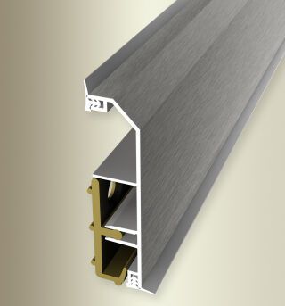 Sockelleiste 2500 mm SBS Typ 934D Alu elox. edelstahloptik f.g. 0 - 99 mm inkl Dichtlippe & Befestigung