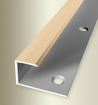 Einfassprofil 2700 mm SBS Typ 215 H Alu Holzdekor Buche hell 14 - 15,2 mm mit Holzdekor