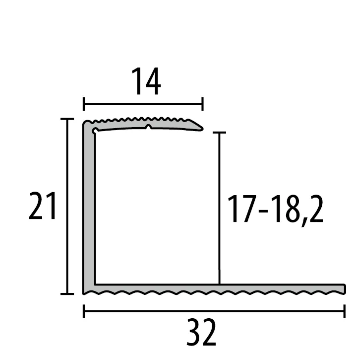 Einfassprofil 2700 mm SBS Typ 217 Aluminium eloxiert sand 17 - 18,2 mm versenkt gebohrt