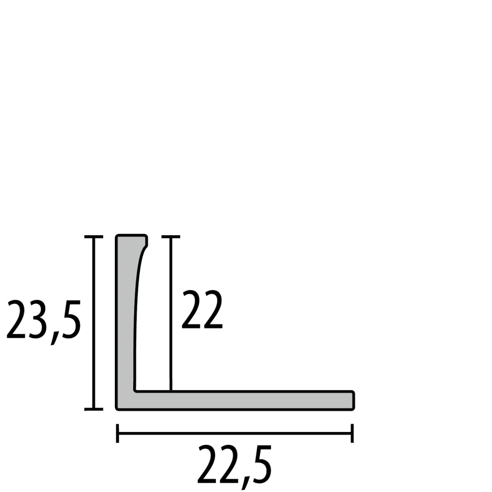 Abschlussprofil 2500 mm SBS Typ 309 Aluminium eloxiert gold 22 mm offen gestanzt, einfach biegbar