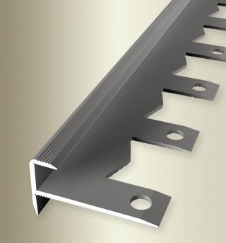 Treppenkantenpr. 2500 mm SBS Typ 810 EB Aluminium eloxiert edelstahloptik 8,5 mm offen gestanzt, einfach biegbar