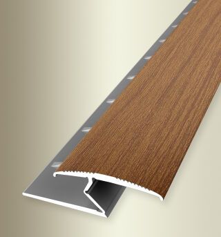 Einfassprofil 2700 mm SBS Typ 382 T Aluminium Holzdekor Nussbaum 3 - 8,5 mm mit Teppichkrallen, umschlagbar