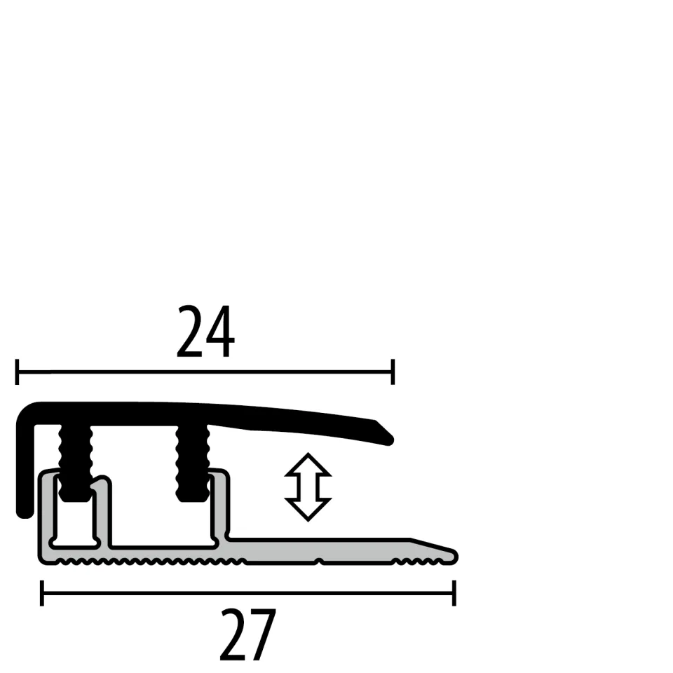 Absch.-Pr. 1000 mm Typ 577XL D-Clip® XL Alu pulv. schw. matt RAL9005 3,5-6,5 mm zweiteilig