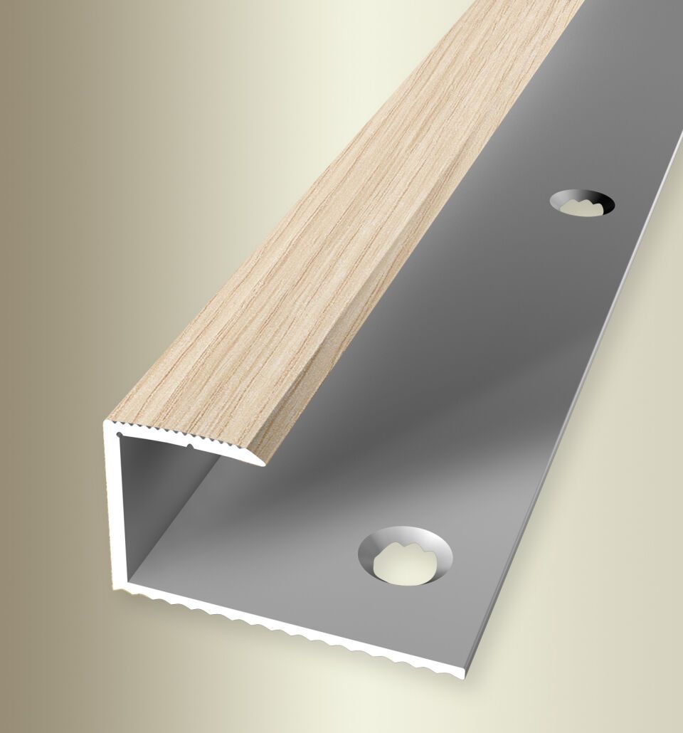 Einfassprofil 2700 mm SBS Typ 215 H Alu Holzdekor Eiche w. gek. 14 - 15,2 mm mit Holzdekor Einfassprofil 2700 mm SBS Typ 215 H Alu Holzdekor Eiche w. gek. 14 - 15,2 mm mit Holzdekor