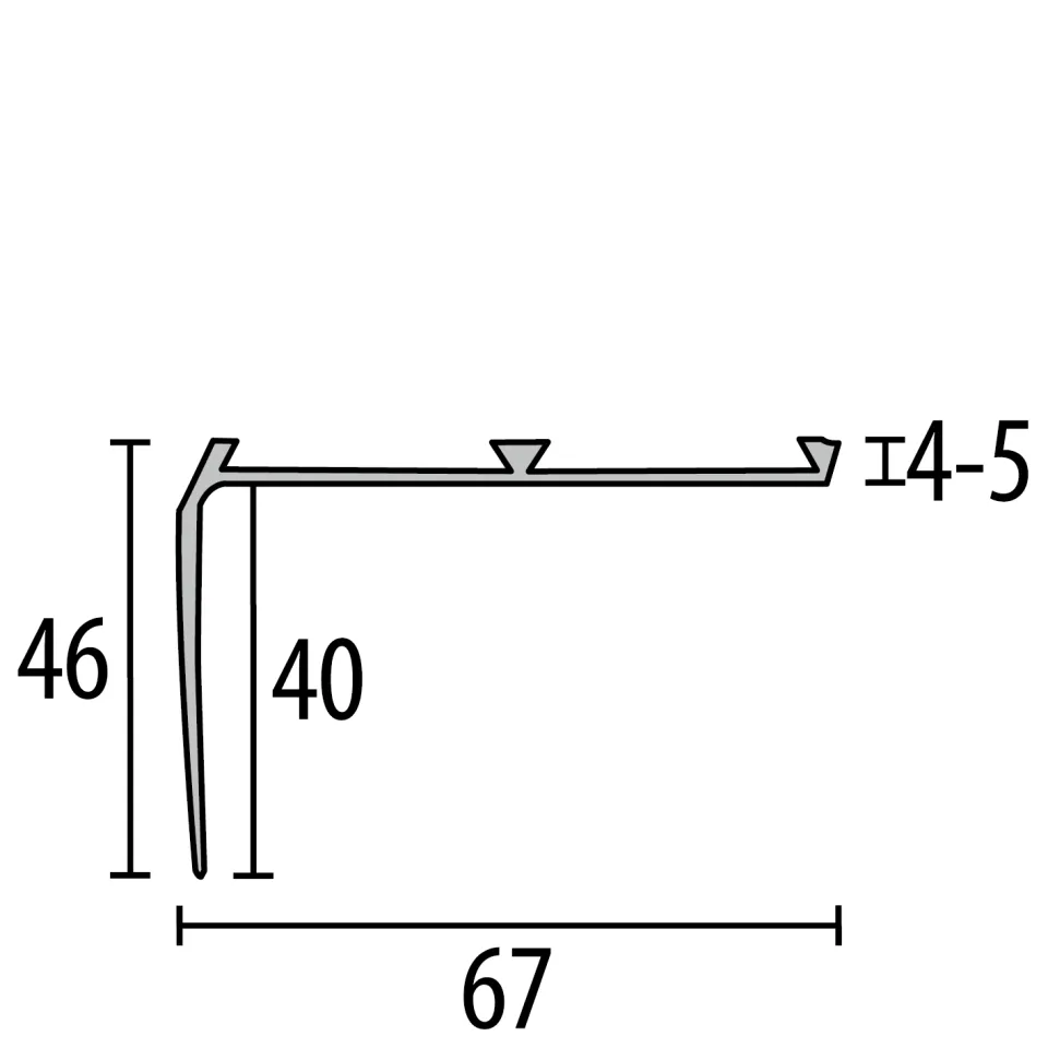 Treppenkantenprofil 5000 mm SBS Typ 704 Aluminium eloxiert sand 4 - 5 mm versetzt vers. gebohrt, für 2 PVC-Einl.