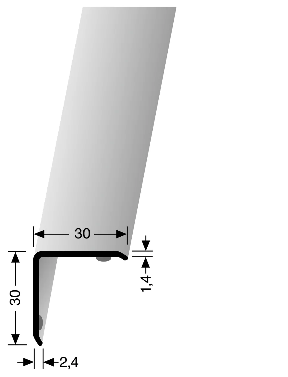 Eckschutzwinkel 2500 mm SBS Typ 273 SK Aluminium eloxiert silber 30 mm selbstklebend