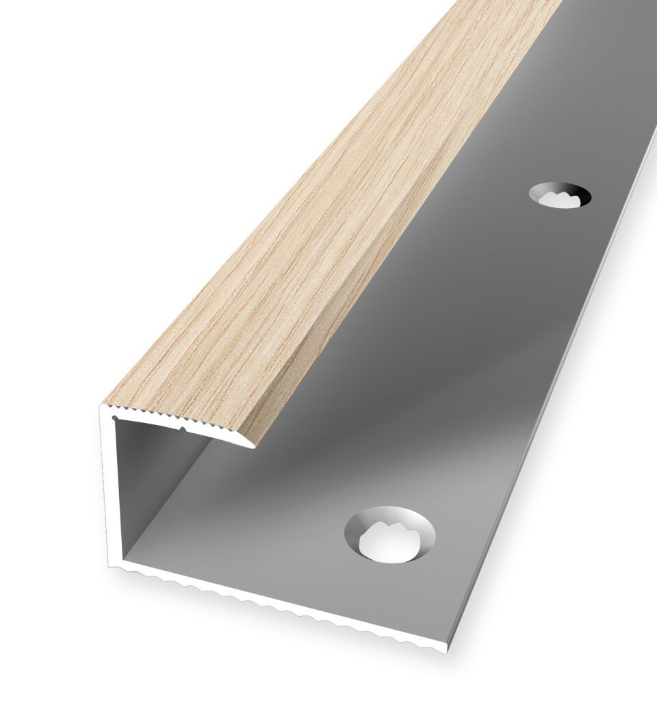 Einfassprofil 2700 mm SBS Typ 215 H Alu Holzdekor Eiche w. gek. 14 - 15,2 mm mit Holzdekor Einfassprofil 2700 mm SBS Typ 215 H Alu Holzdekor Eiche w. gek. 14 - 15,2 mm mit Holzdekor