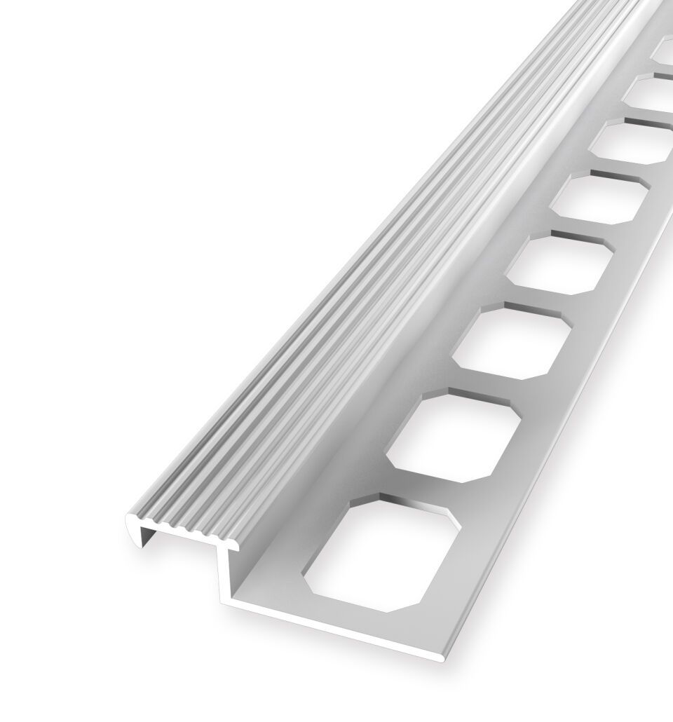 Treppenkantenprofil 2500 mm Typ TR090 G Aluminium natur 9 mm geschlossen gestanzt