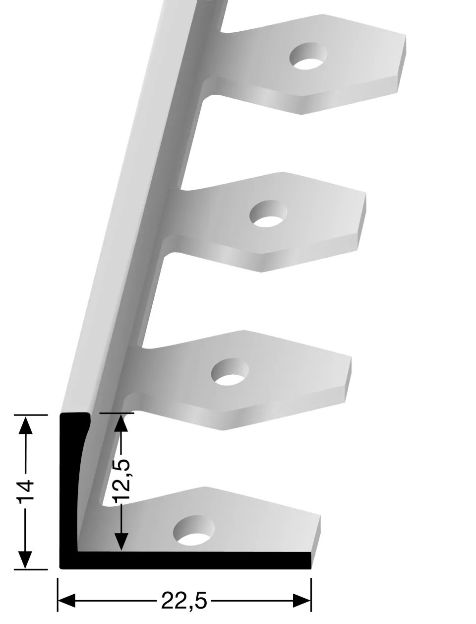 Abschlussprofil 2500 mm SBS Typ 305 Aluminium eloxiert bronze 12,5 mm offen gestanzt, einfach biegbar
