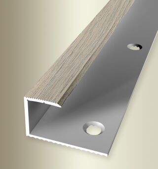 Einfassprofil 2700 mm SBS Typ 215 H Alu Holzd. Eiche beige grau 14 - 15,2 mm mit Holzdekor