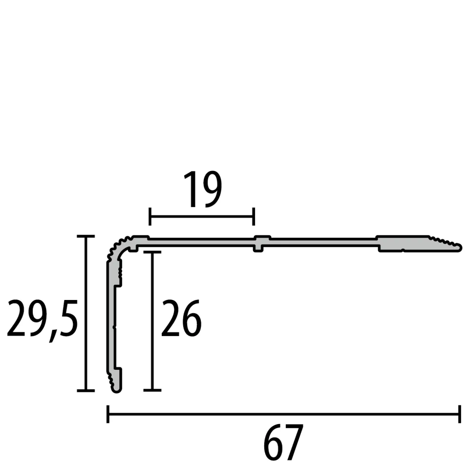 TK-Profil 3000 mm SBS Typ 715 »Reno-TK« Alu eloxiert edelstahloptik 0 - 25 mm versetzt vers. gebohrt, für 2 GS-Einl.
