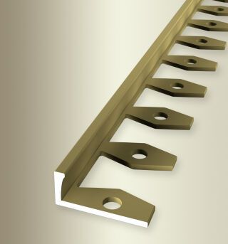 Abschlussprofil 2500 mm SBS Typ 303 Aluminium eloxiert gold 8 mm offen gestanzt, einfach biegbar