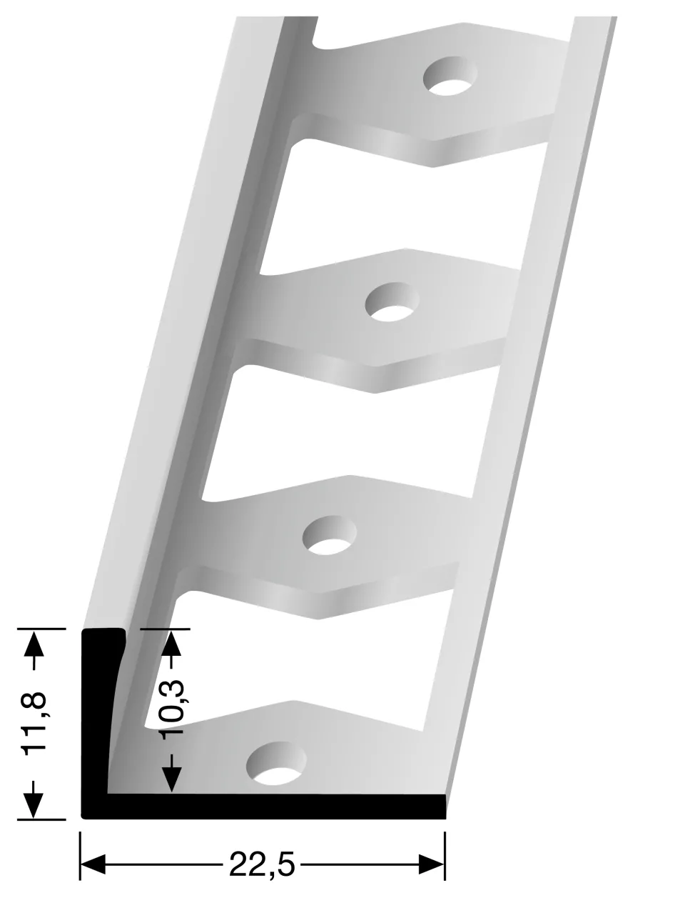 Abschlussprofil 2500 mm SBS Typ 304 G Alu eloxiert edelstahloptik 10,3 mm geschlossen gestanzt