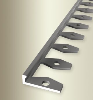 Abschlussprofil 2500 mm SBS Typ 299 Aluminium eloxiert edelstahloptik 2 mm offen gestanzt, einfach biegbar