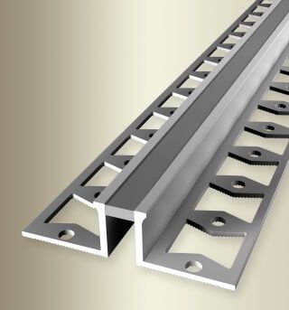 Dehnfugenprofil 2500 mm SBS Typ 305 S Alu elox. m Silikon silber/grau 12,5 mm Doppel-K, mit Silikonfuge