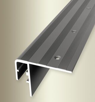 Treppenkantenprofil 3000 mm SBS Typ 890 Aluminium eloxiert edelstahloptik 45 mm versenkt gebohrt, für LED-Leuchten