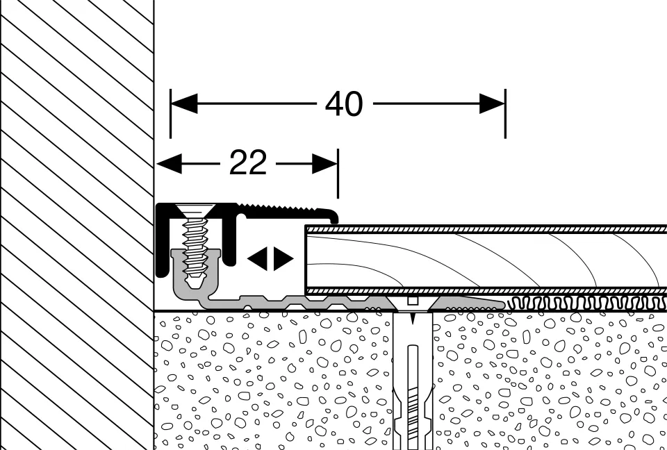 Absch.-Pr. 1000 mm SB Typ 387AS PPS®-AS Aluminium eloxiert bronze 5 - 11,5 mm versenkt gebohrt, zweiteilig