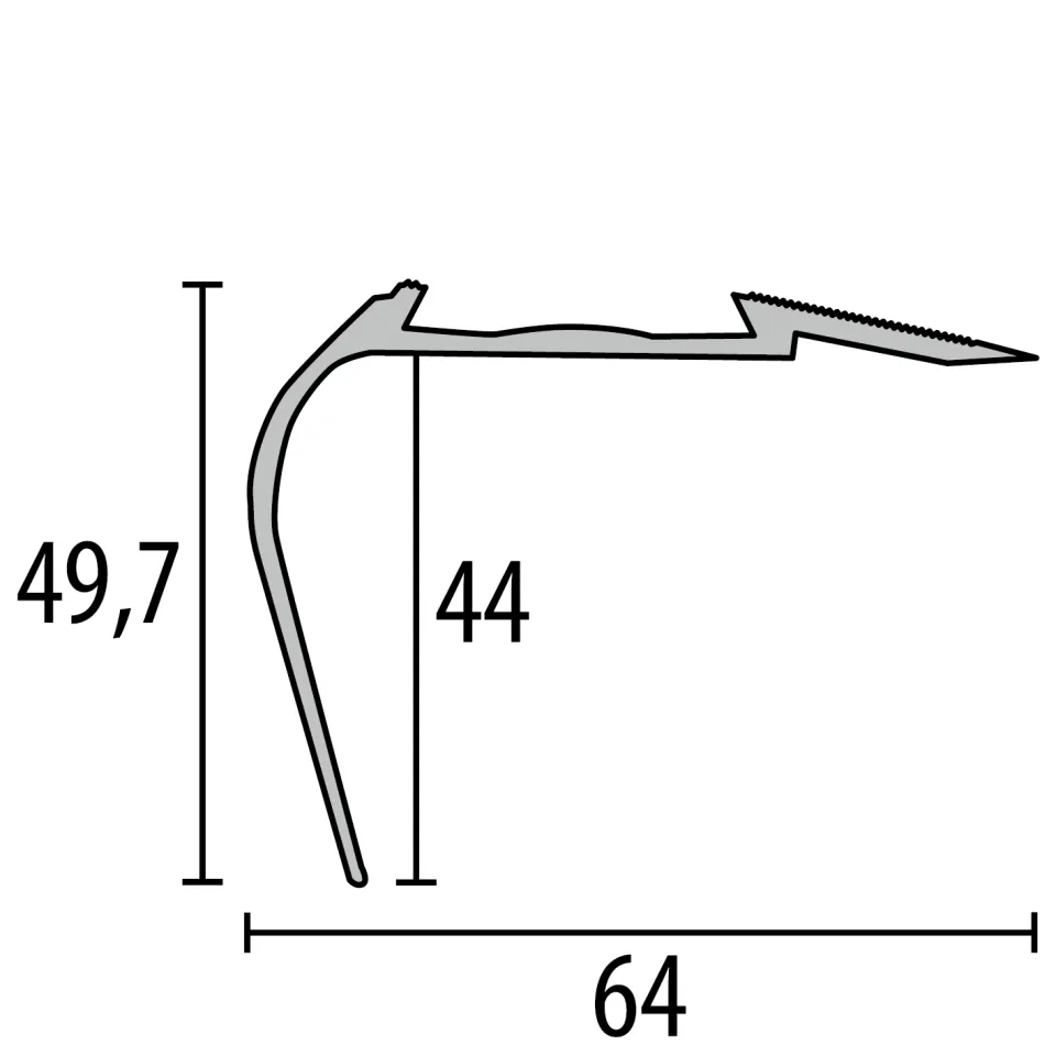 Treppenkantenpr. 2500 mm SBS Typ 707 A Aluminium eloxiert bronze 0 - 43 mm versenkt gebohrt für PVC-Einlagen