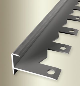 Treppenkantenpr. 2500 mm SBS Typ 812 EB Alu eloxiert edelstahloptik 13,5 mm offen gestanzt, einfach biegbar