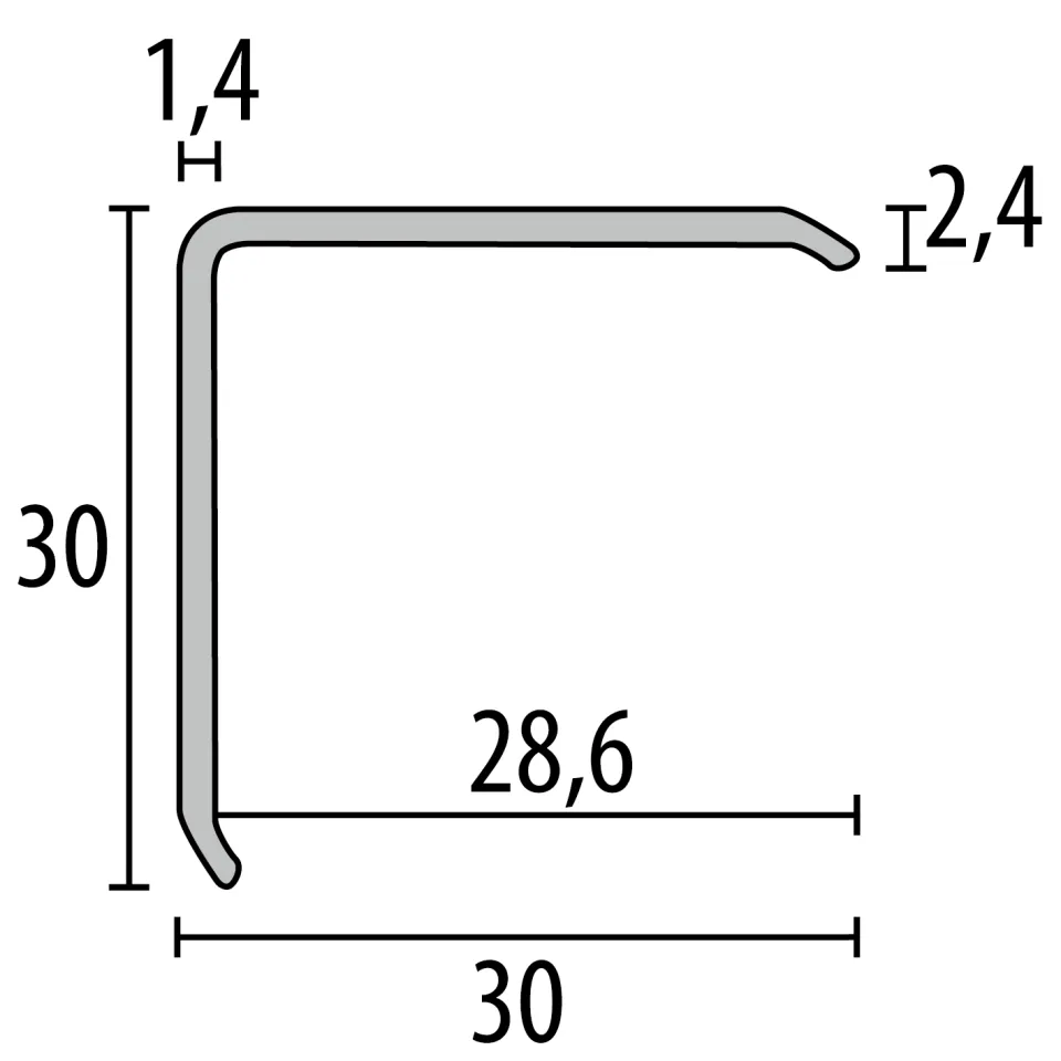 Eckschutzwinkel 2500 mm SBS Typ 273 SK Aluminium eloxiert silber 30 mm selbstklebend