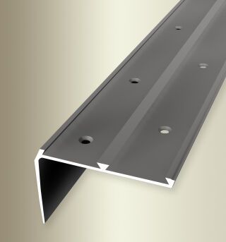 Treppenkantenprofil 2500 mm SBS Typ 704 Alu eloxiert edelstahloptik 4 - 5 mm versetzt vers. gebohrt, für 2 PVC-Einl.