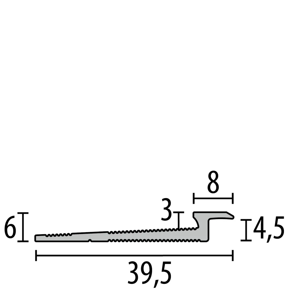 Einfassprofil 3000 mm SBS Typ 346 Aluminium eloxiert edelstahloptik 4,5 mm versenkt gebohrt