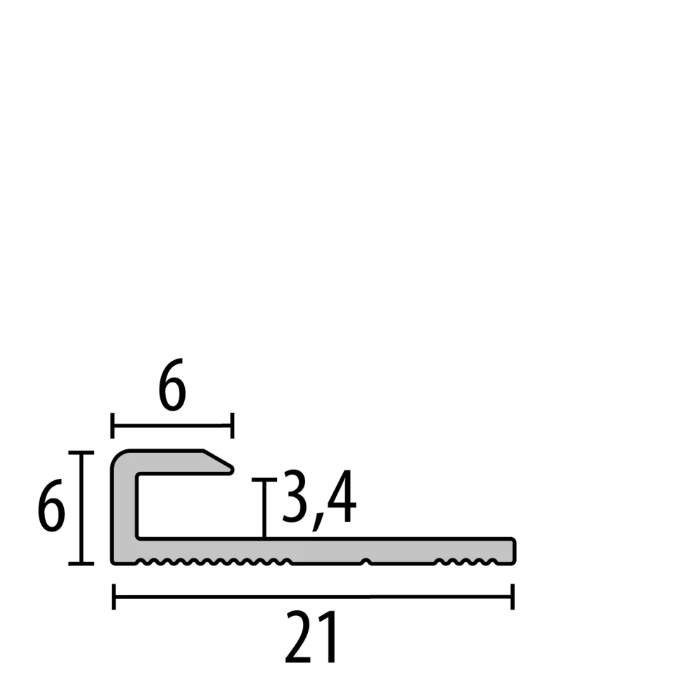 Einfassprofil 2600 mm SBS Typ 800 U Alu poliert eloxiert silber glanz 3,4 mm ungebohrt