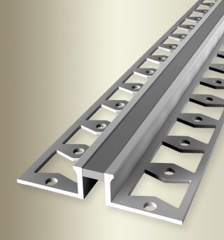 Dehnfugenprofil 2500 mm SBS Typ 303 S Alu elox. m Silikon silber / grau 8 mm Doppel-K, mit Silikonfuge