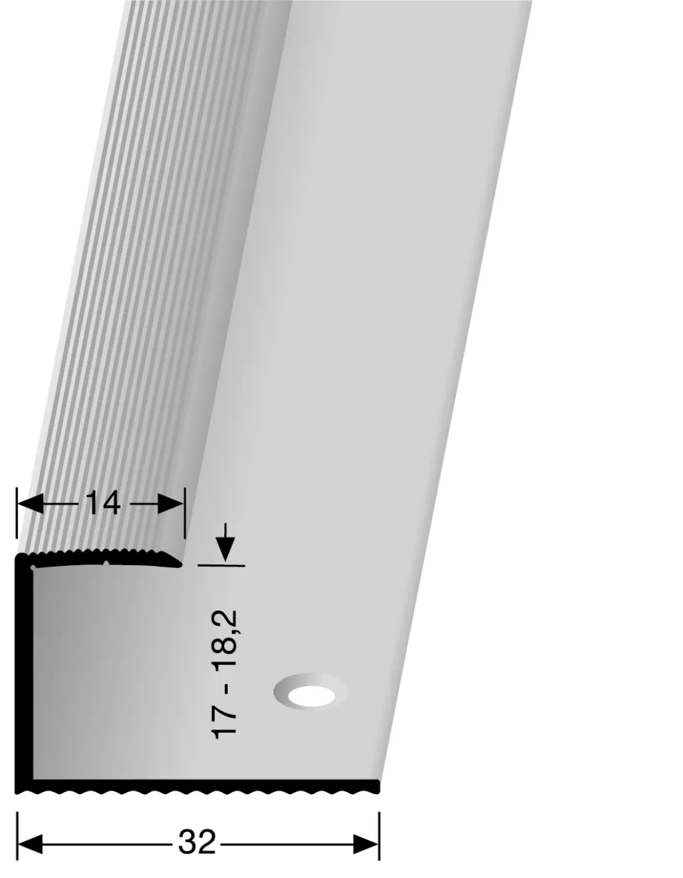 Einfassprofil 2700 mm SBS Typ 217 Aluminium eloxiert sand 17 - 18,2 mm versenkt gebohrt