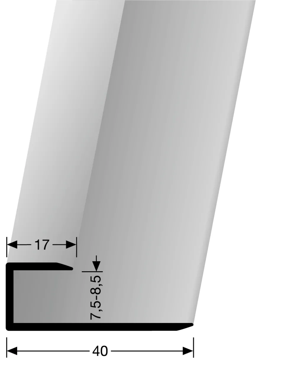 Einfassprofil 900 mm SBS Typ 200 U Aluminium eloxiert bronze 7,5 - 8,5 mm ungebohrt, drehbar