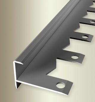 Treppenkantenpr. 2500 mm SBS Typ 813 EB Alu eloxiert edelstahloptik 15,5 mm offen gestanzt, einfach biegbar