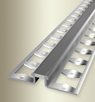 Dehnfugenprofil 2500 mm SBS Typ 303 S Edelstahl mit Silikon glanz / grau 8 mm Doppel-K, mit Silikonfuge