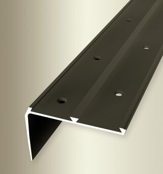 Treppenkantenprofil 2500 mm SBS Typ 704 Aluminium eloxiert bronze 4 - 5 mm versetzt vers. gebohrt, für 2 PVC-Einl.