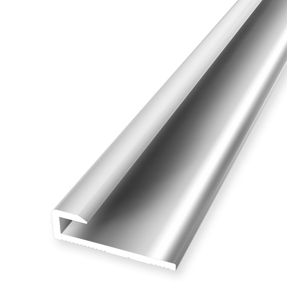 Einfassprofil 2600 mm SBS Typ 800 U Alu poliert eloxiert silber glanz 3,4 mm ungebohrt