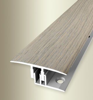 Überg.-Pr. 2700 mm SB Typ 588 H E-Clip® Alu Holzd. Eiche beige grau 10 - 16 mm mit Holzdekor, zweiteilig